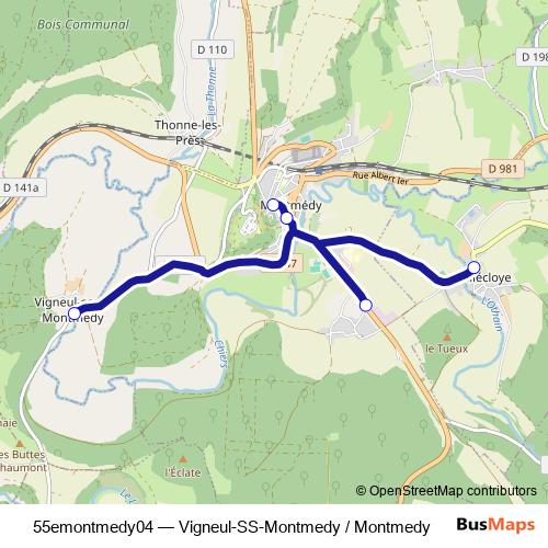 55emontmedy04 bus Line Map