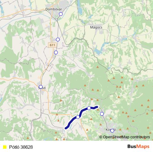 Pótló 38628 bus Line Map