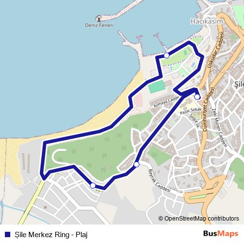 Şile Merkez Ring - Plaj bus Line Map