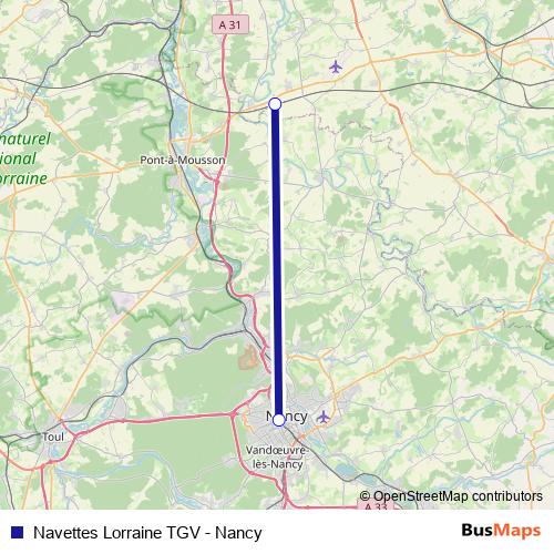 Navettes Lorraine TGV - Nancy bus Line Map