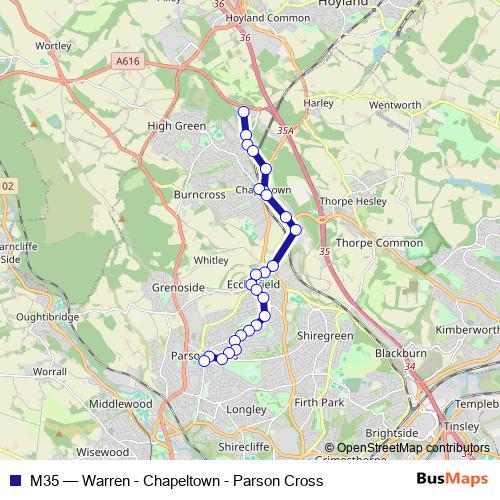 M35 bus Line Map