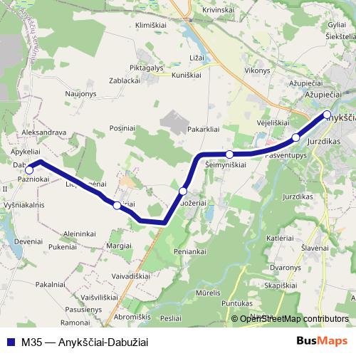 M35 bus Line Map