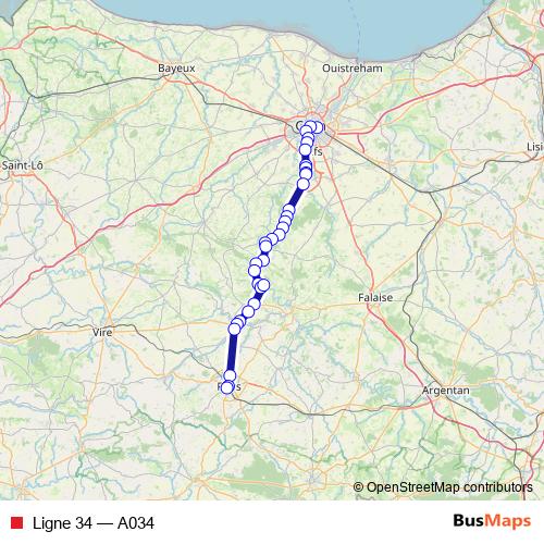 Ligne 34 bus Line Map