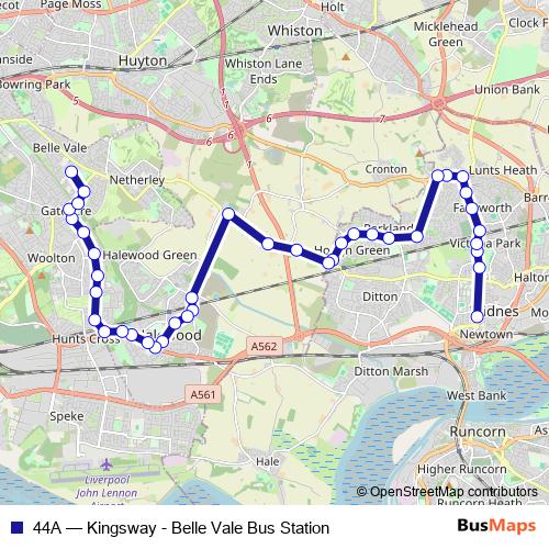 44A bus Line Map
