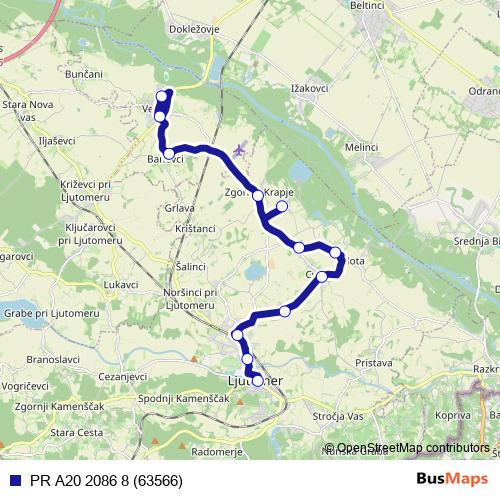 PR A20 2086 8 (63566) bus Line Map