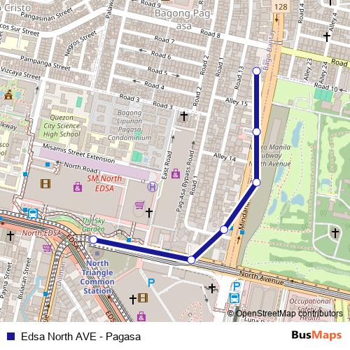 Edsa North AVE - Pagasa bus Line Map