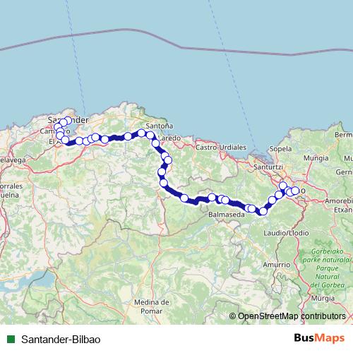 Santander-Bilbao rail Line Map