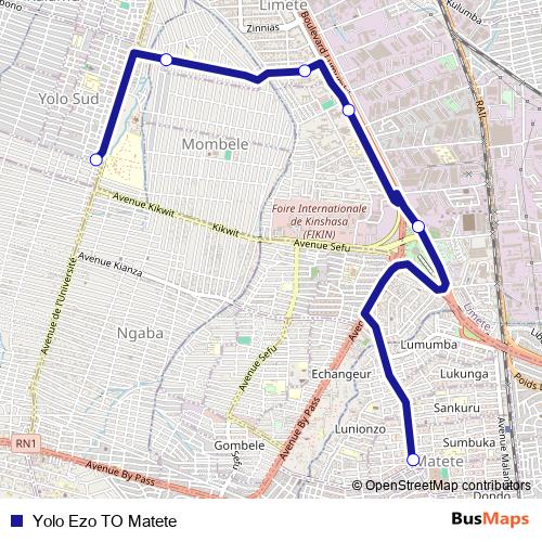 Yolo Ezo TO Matete bus Line Map