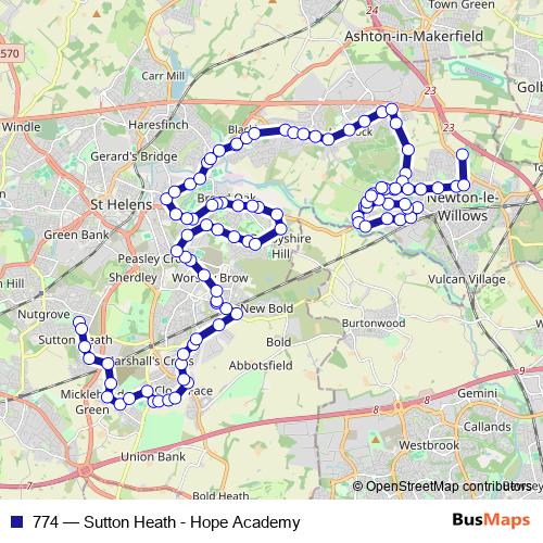 774 bus Line Map