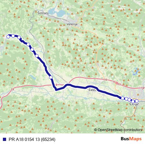 PR A18 0154 13 (65234) bus Line Map