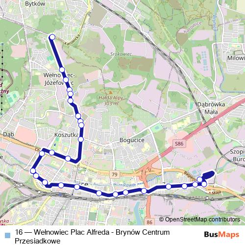 16 tram Line Map