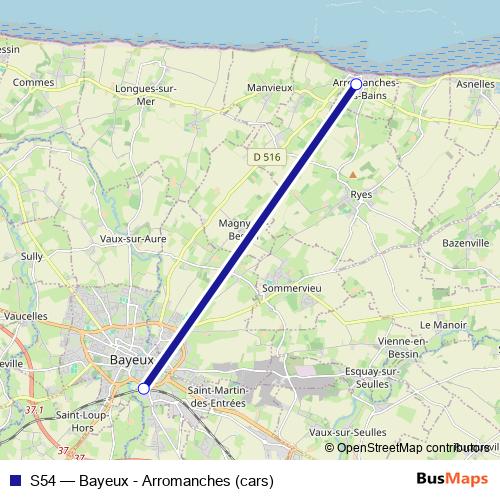 S54 bus Line Map