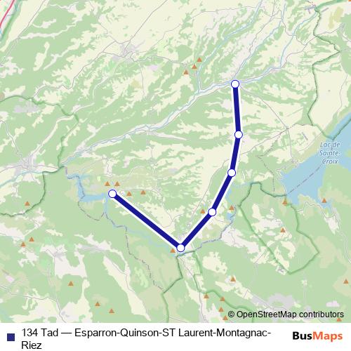 134 Tad bus Line Map