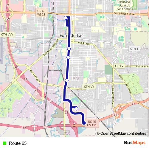 Route 65 bus Line Map
