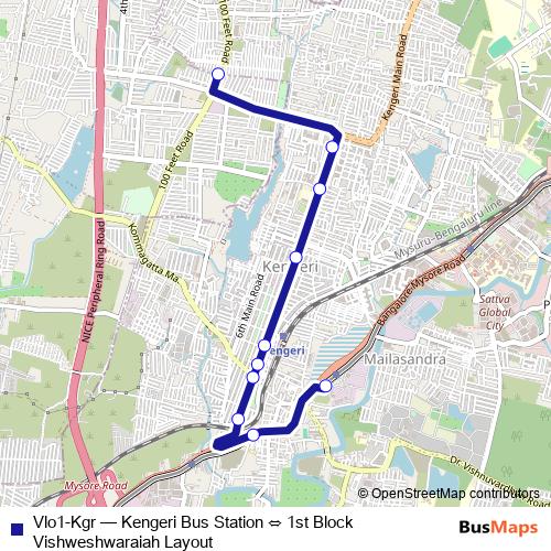 Vlo1-Kgr bus Line Map