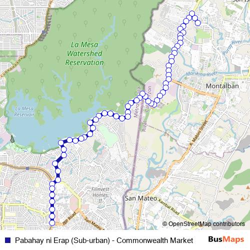 Pabahay ni Erap (Sub-urban) - Commonwealth Market bus Line Map