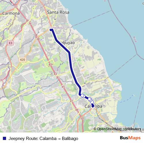 Jeepney Route: Calamba → Balibago bus Line Map