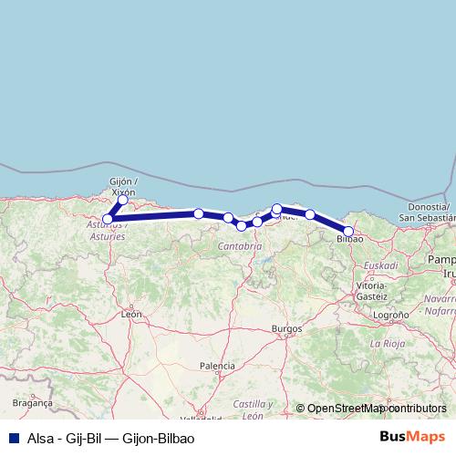Alsa - Gij-Bil bus Line Map