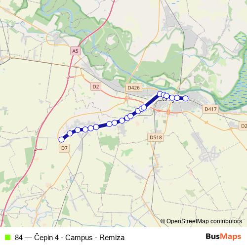 84 bus Line Map
