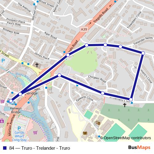 84 bus Line Map