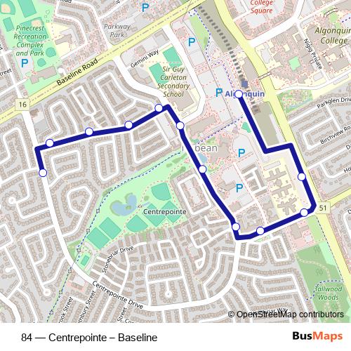 84 bus Line Map