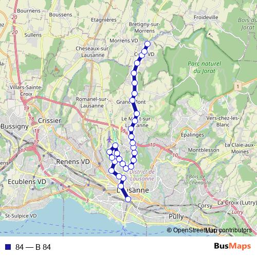 84 bus Line Map