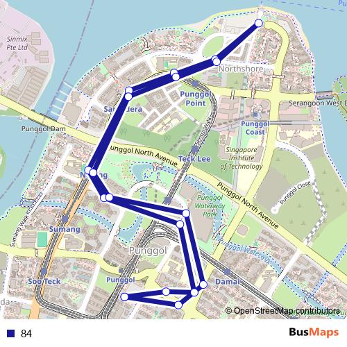 84 bus Line Map