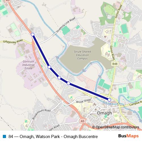 84 bus Line Map