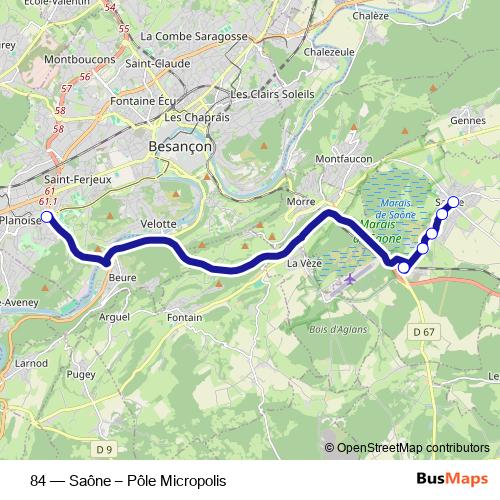 84 bus Line Map