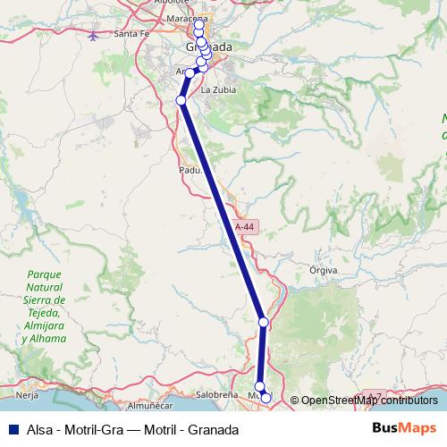 Alsa - Motril-Gra bus Line Map