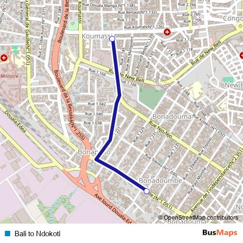 Bali to Ndokoti bus Line Map