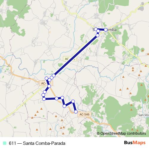 611 bus Line Map