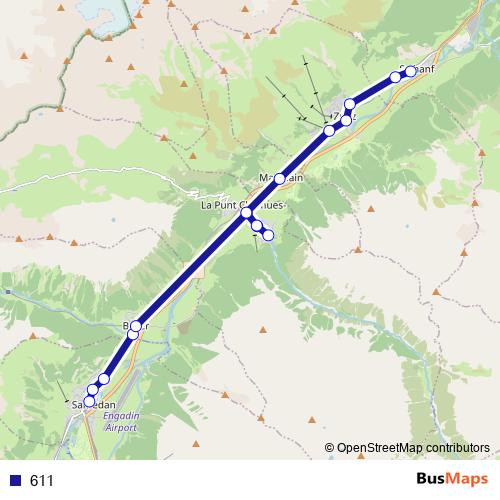 611 bus Line Map