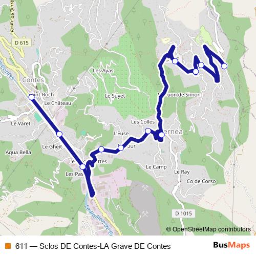 611 bus Line Map
