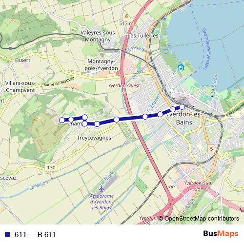 611 bus Line Map