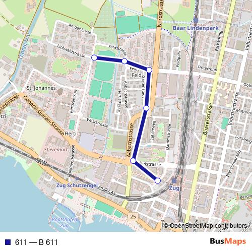 611 bus Line Map