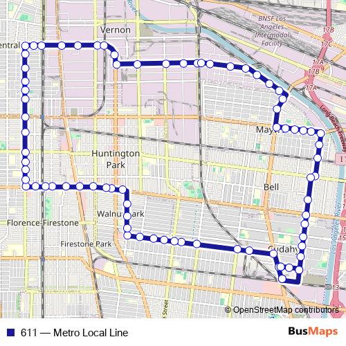 611 bus Line Map