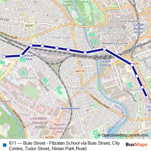 611 bus Line Map
