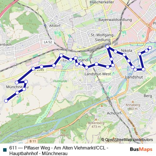 611 bus Line Map