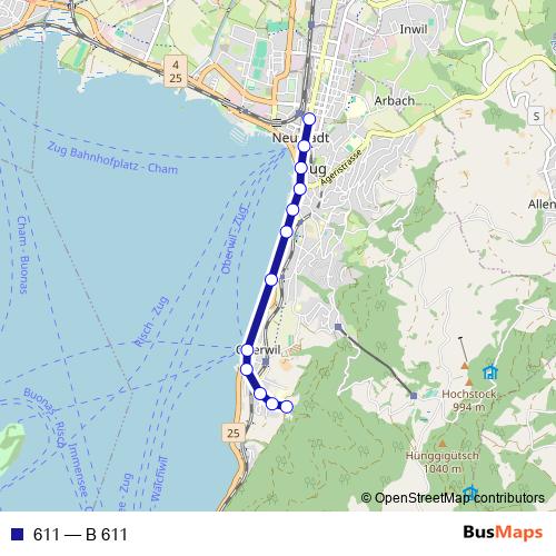 611 bus Line Map