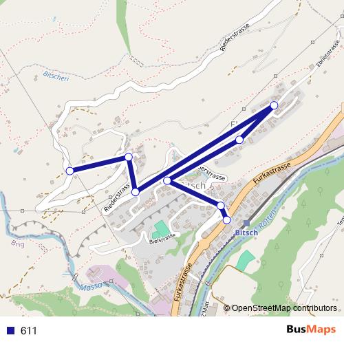 611 bus Line Map