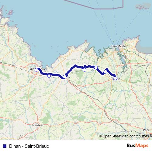 Dinan - Saint-Brieuc bus Line Map