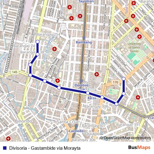 Divisoria - Gastambide via Morayta bus Line Map