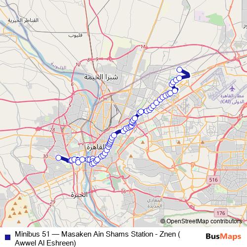 Minibus 51 bus Line Map