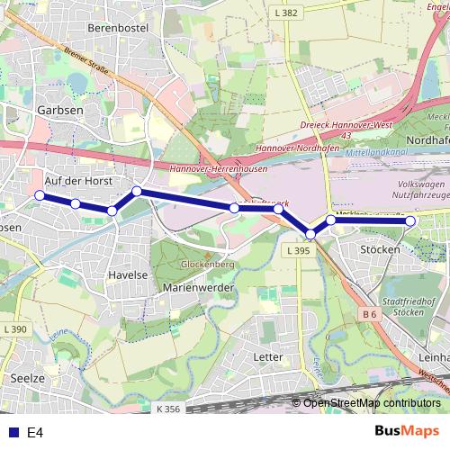E4 tram Line Map