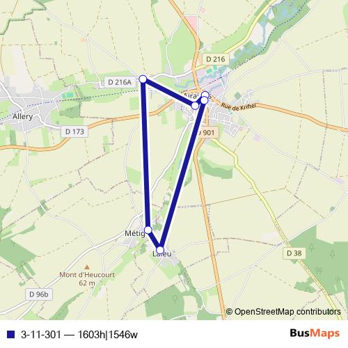 3-11-301 bus Line Map