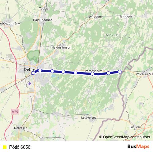 Pótló 6856 bus Line Map
