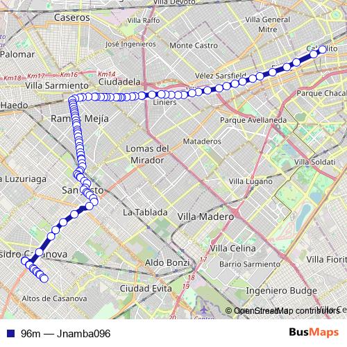 96m bus Line Map
