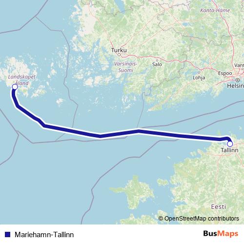 Mariehamn-Tallinn ferry Line Map