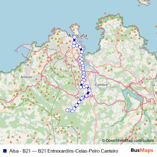 Alsa - B21 bus Line Map